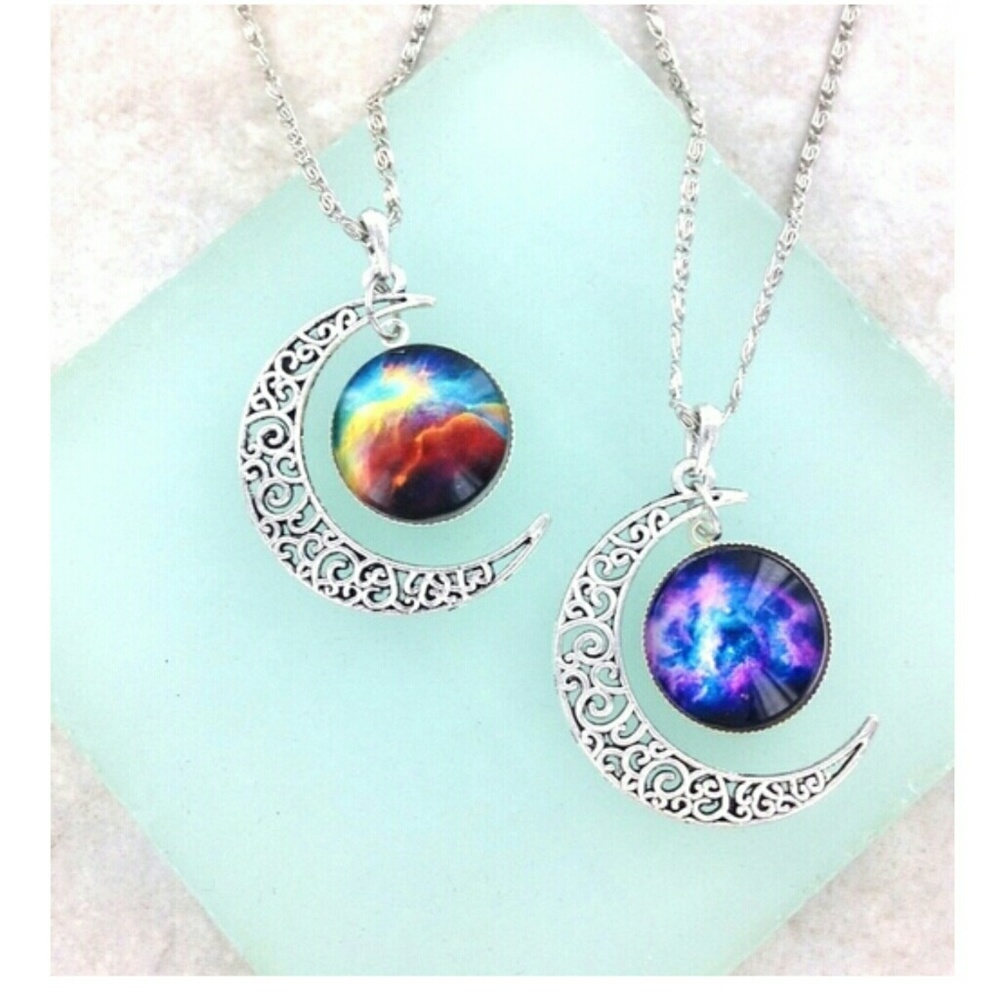 Galaxy Moon Necklace - Picture 1 of 1