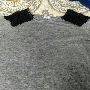 Old Navy long sleeve lace cap shoulder top