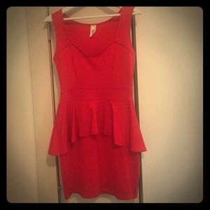 Red peplum dress. Never been worn.