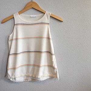 Lace trim kids tank top