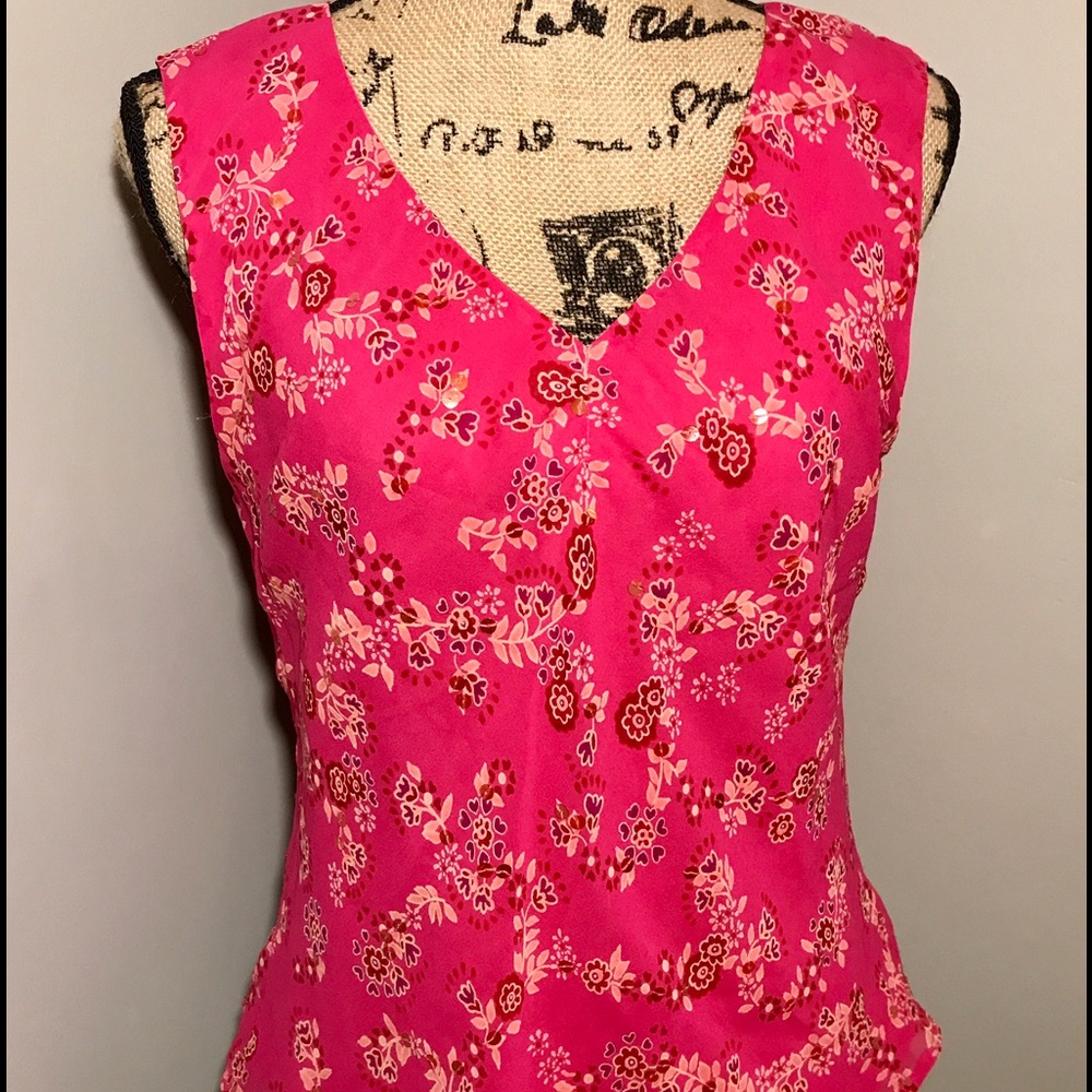 ANN TAYLOR - V-Neck lined Blouse w/sequins - Sz 12