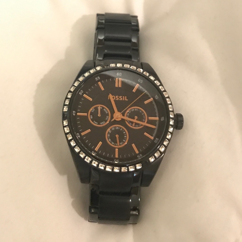Matte black fossil watch
