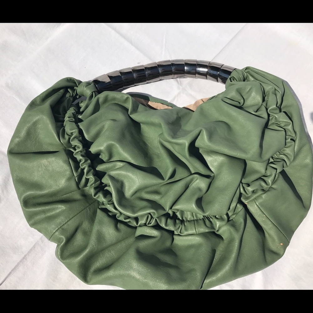 Miztique Green Leather Shoulder Bag