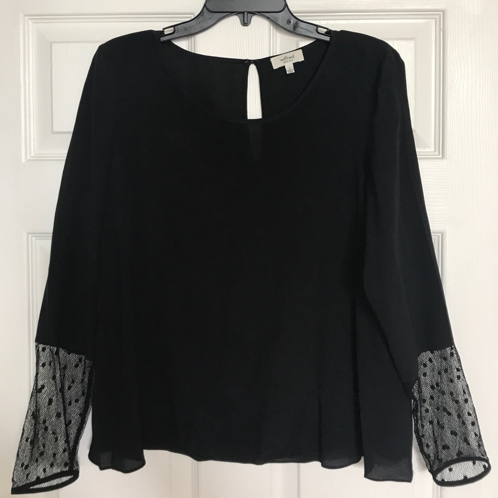 Aritzia black polka  dot blouse