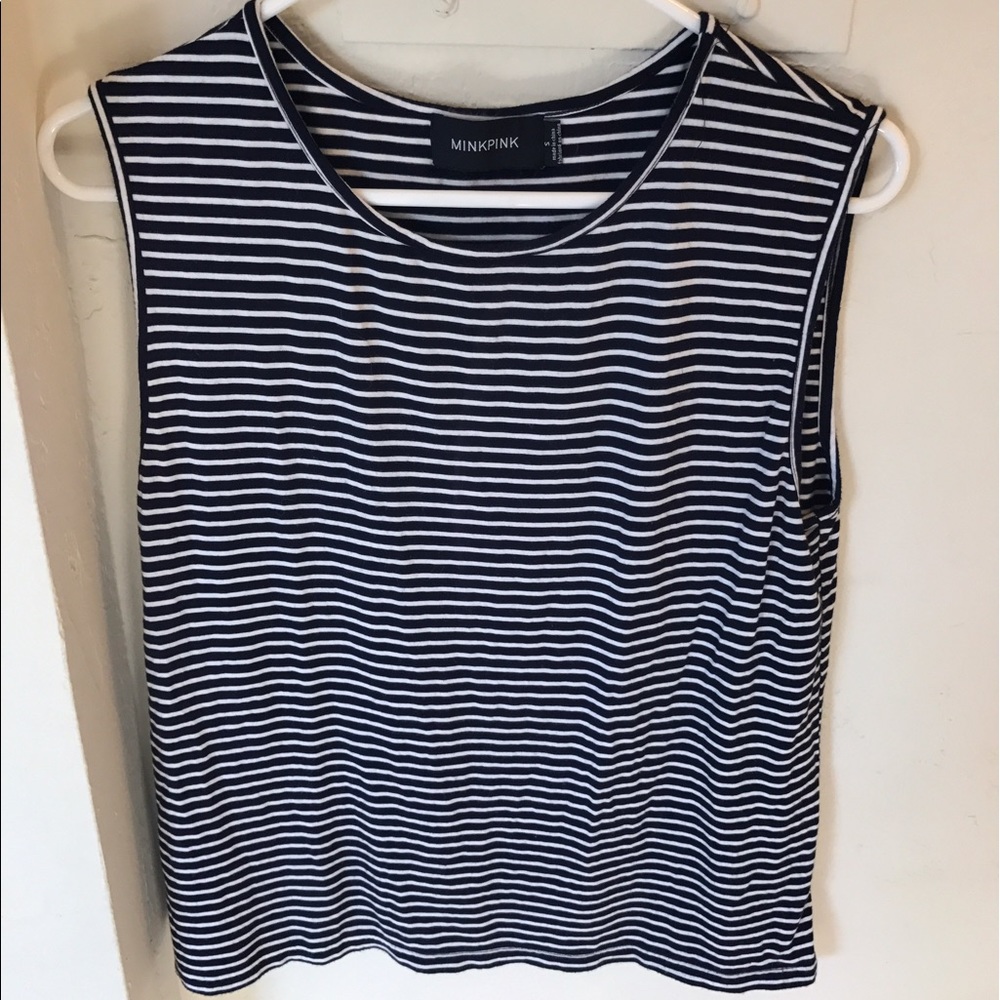 Mink Pink Striped muscle tank top, size small