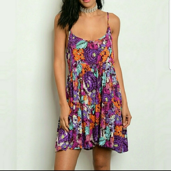 🏵Last 1's (S) Backless Purple Multi Floral Dress - Picture 2 of 2