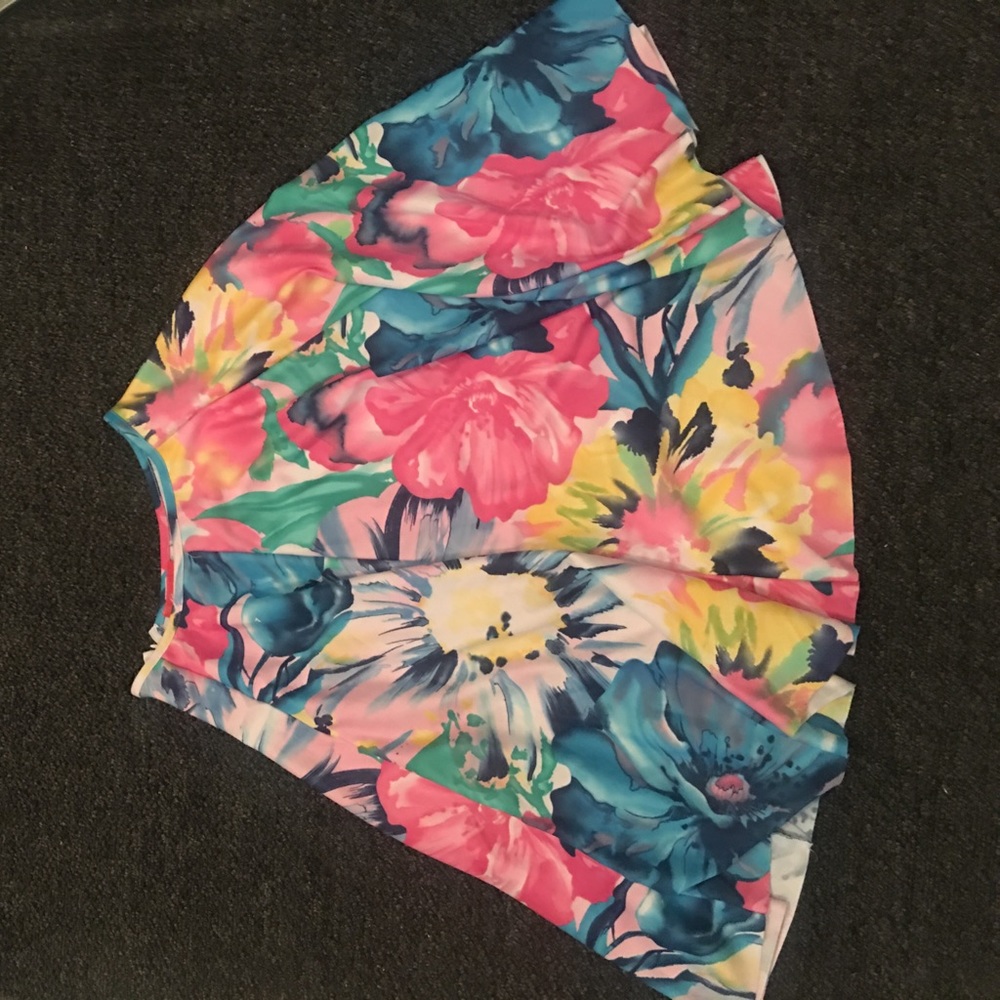 Rainbow past knee floral skirt