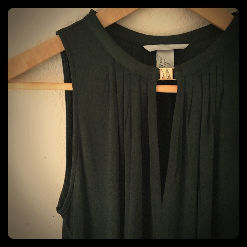 H&M Dark Green Sleeveless Drapey Top Never Worn S