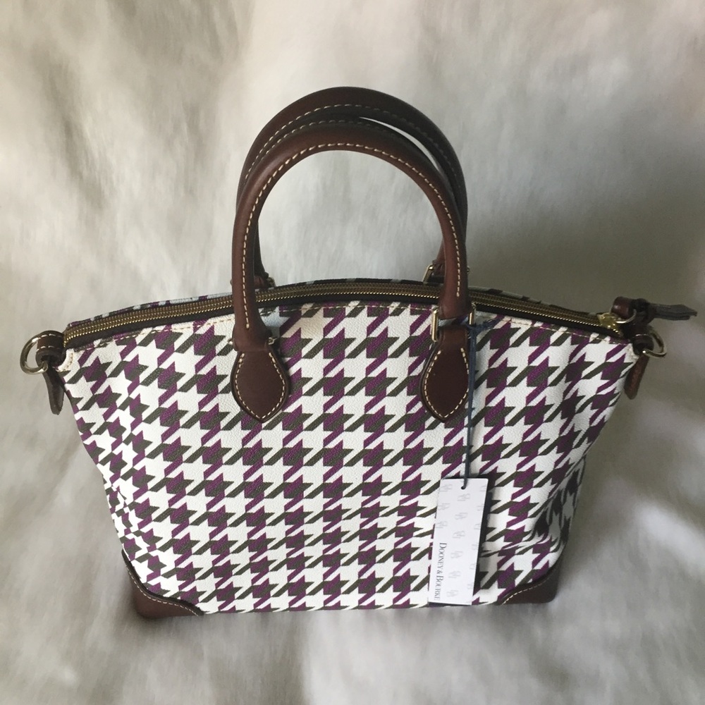 Dooney and Bourke Purple Houndstooth Satchel