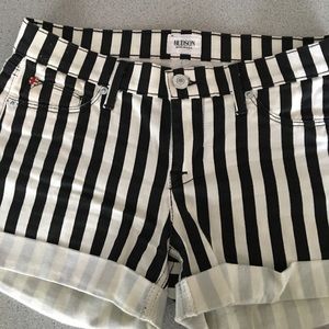 Black and white striped Hudson shorts.