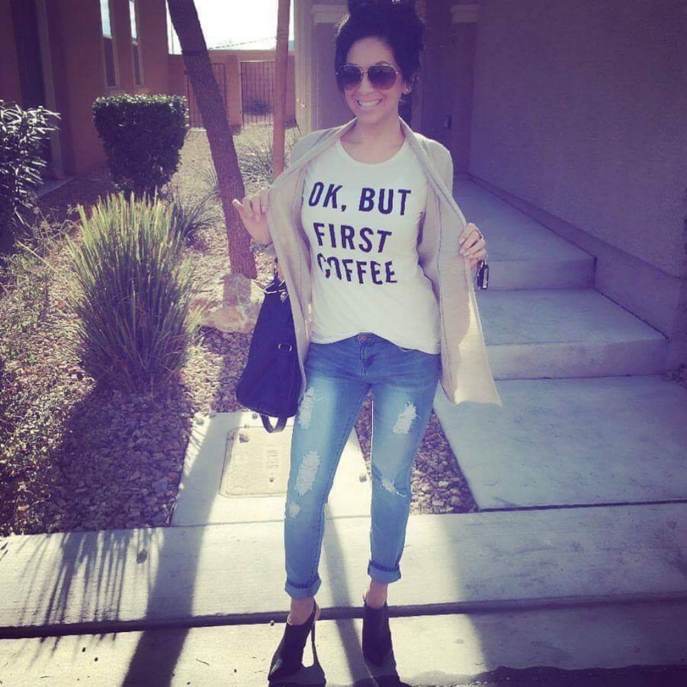 OK BUT FIRST COFFEE TEE - Picture 7 of 7