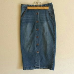 High Waist Button Down Jean Skirt