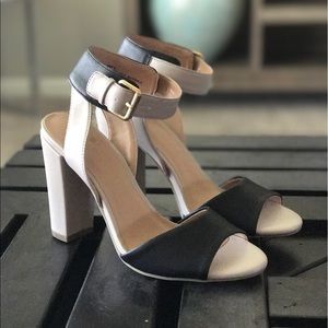 Black and Tan Strappy Heels