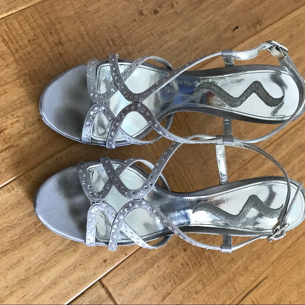 Silver & rhinestone party heels