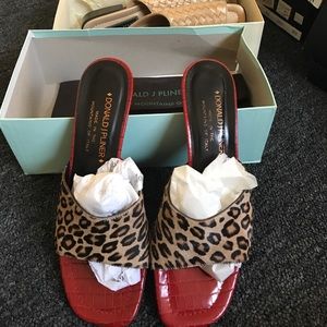 Donald J Pliner leopard print leather mule sandal.