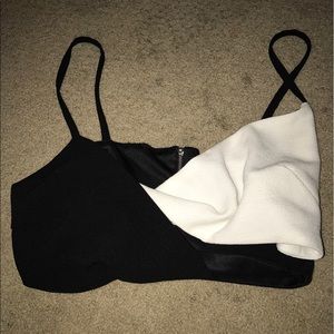 Black and white cropped top from wet seal