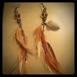 Long feather earrings