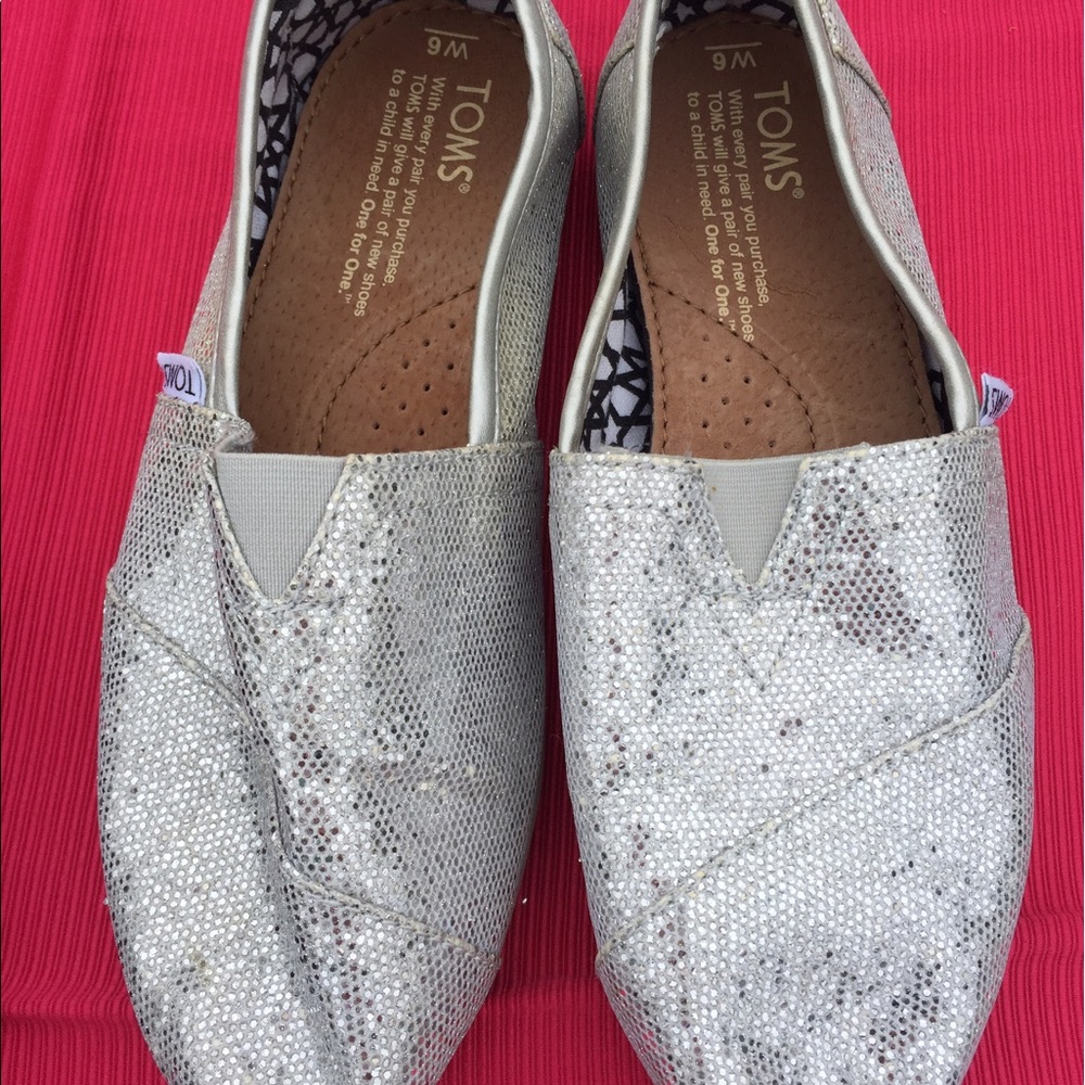 Silver Glitter Toms