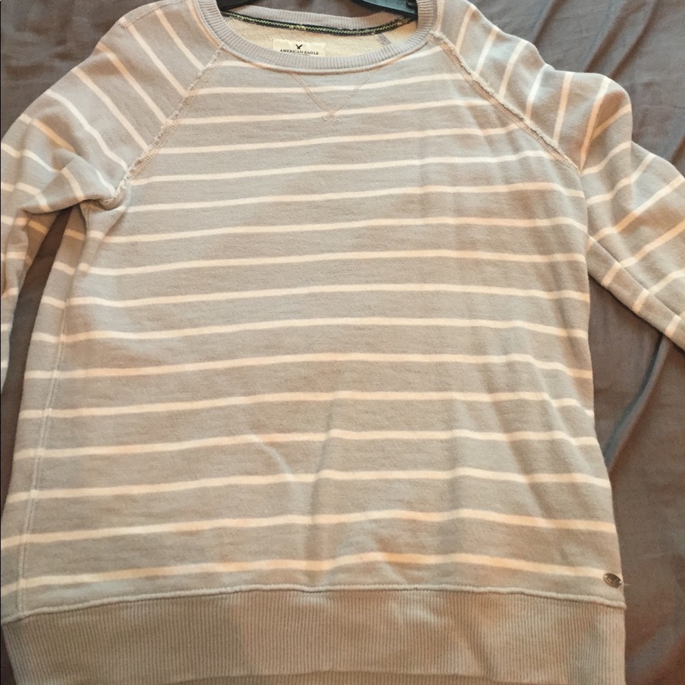 AE light blue and white striped sweater