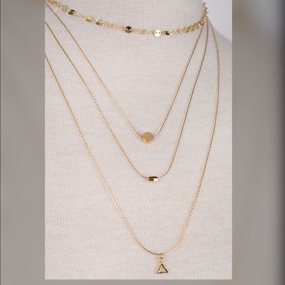 曆曆JEWELRY SALE曆Dainty 4 Piece Necklace--Faux Gold曆 - Picture 2 of 3