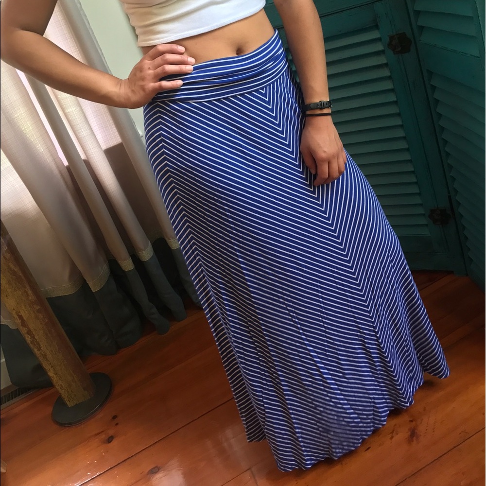 Super Long Striped Maxi Skirt
