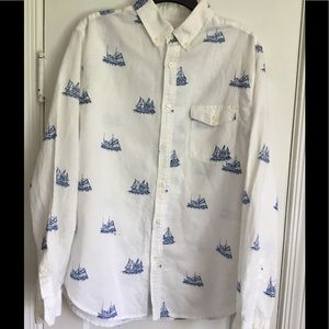 Men's linen & cotton shirt with ship motif