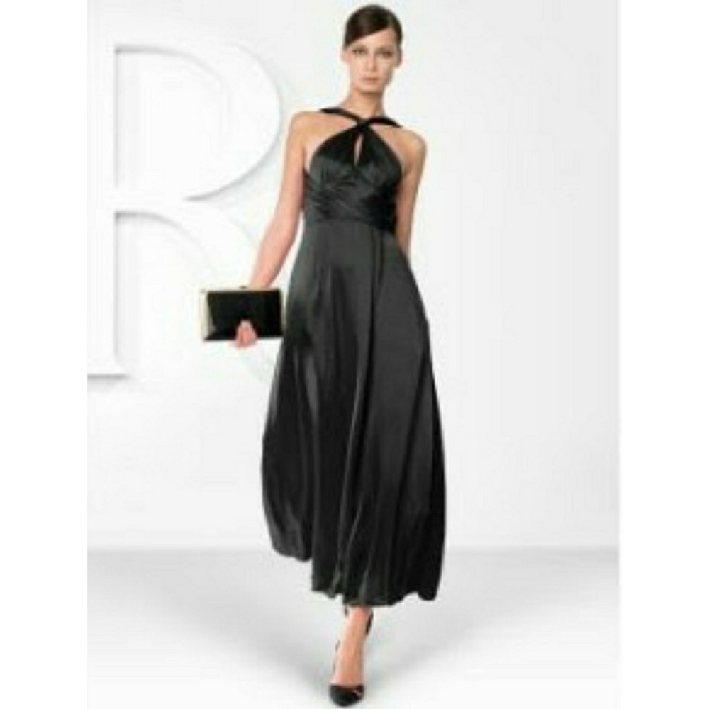 Like New Silk BR Monogram Knot Halter Gown - Picture 1 of 8