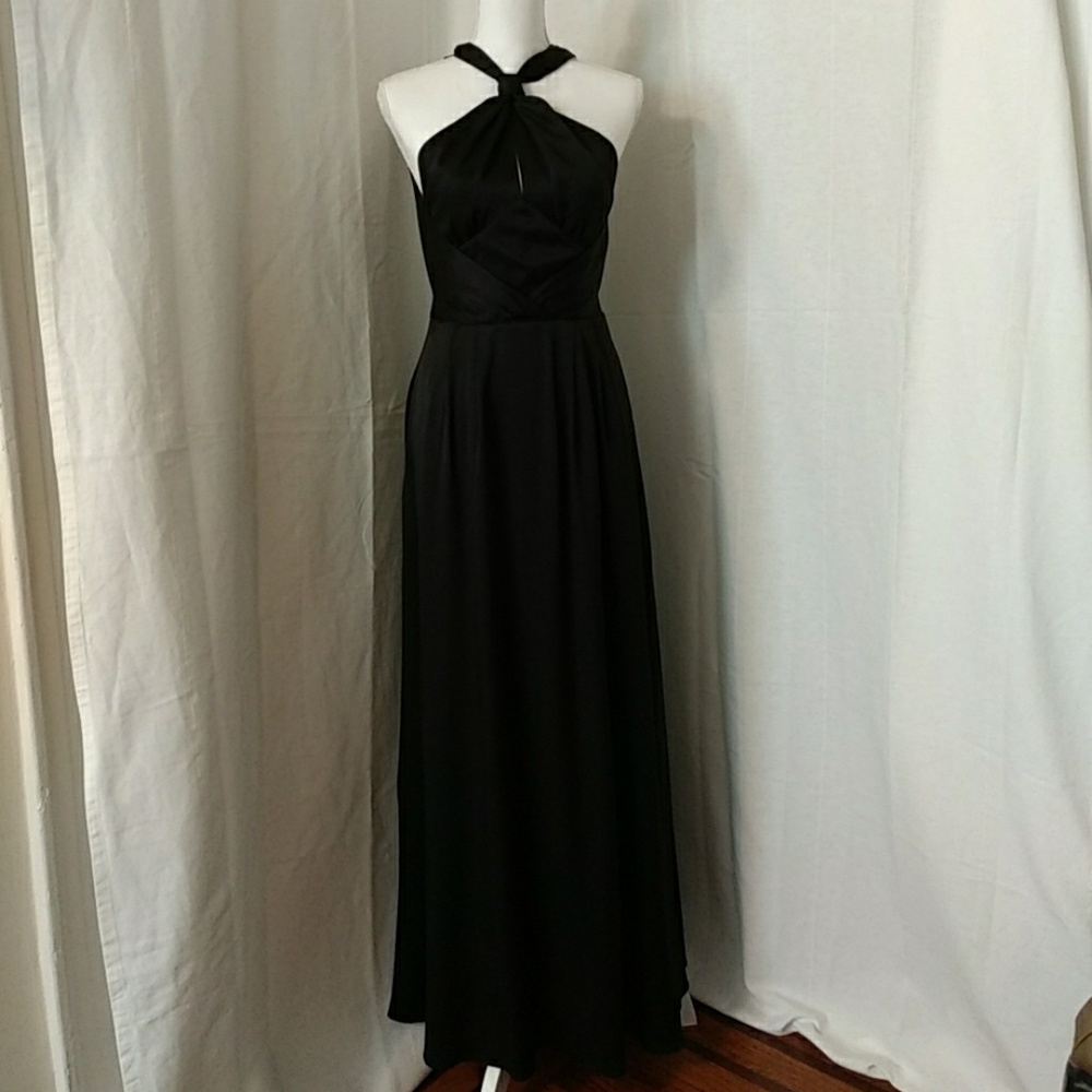 Like New Silk BR Monogram Knot Halter Gown - Picture 2 of 8