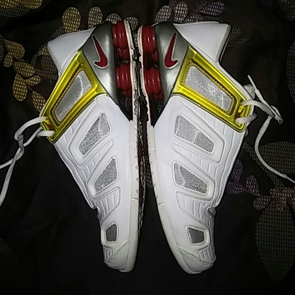 Super clean used all white and red Nike Shox ????