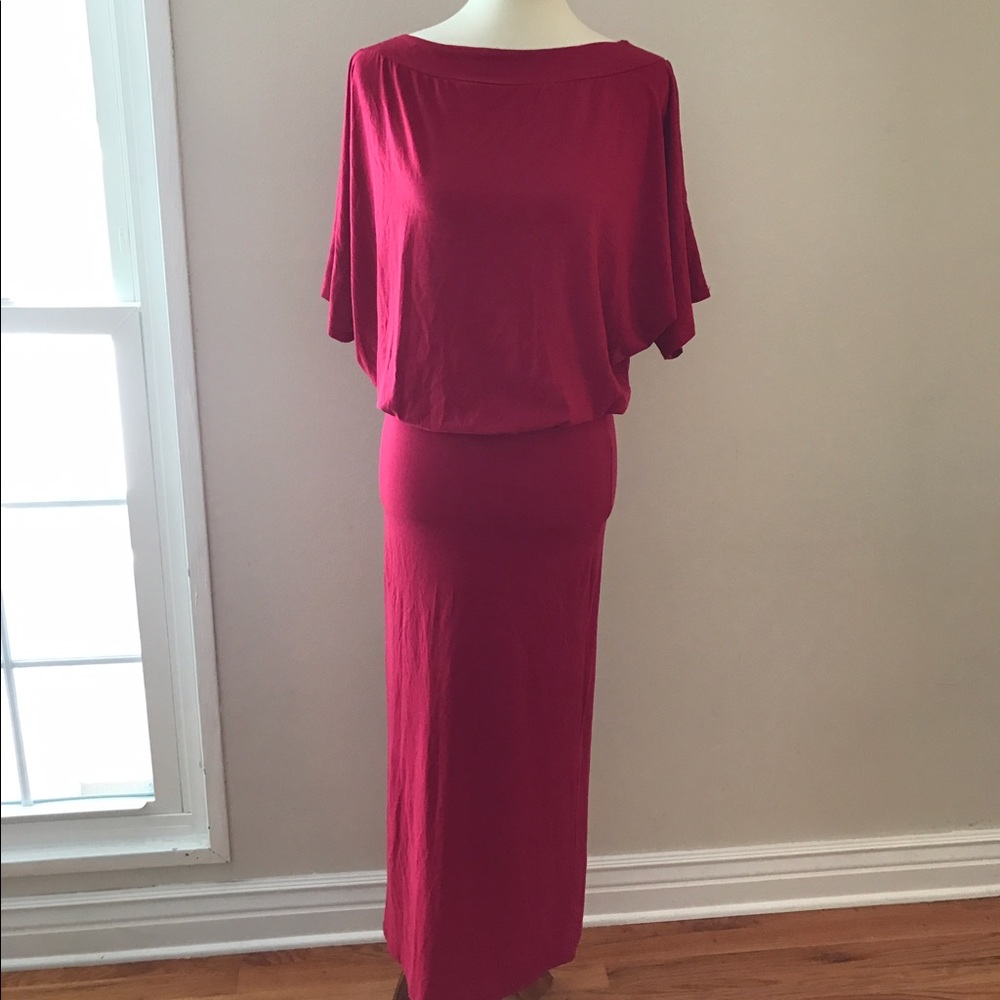 GO COUTURE Fuschia Dolman Sleeve Maxi Dress