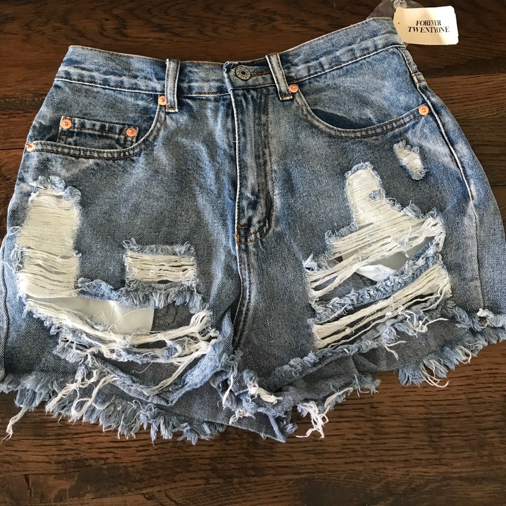 Distressed Denim High Waist Short-NWT!!