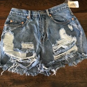 Distressed Denim High Waist Short-NWT!!