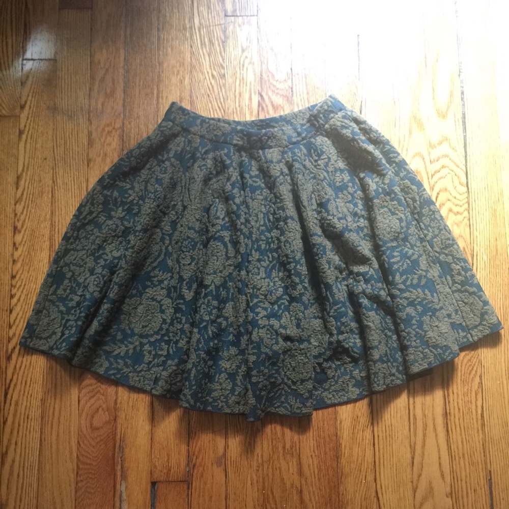Texture Knit Floral Circle Skirt