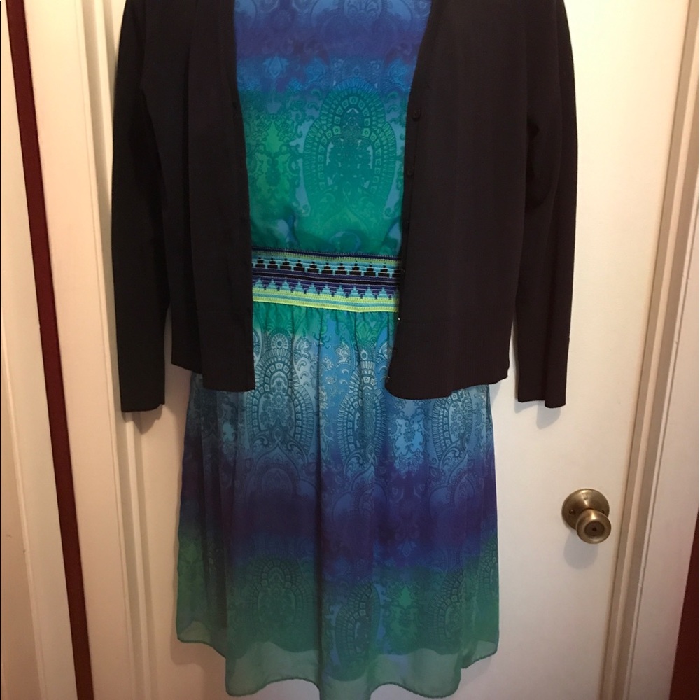 Turquoise Dress with light jacket