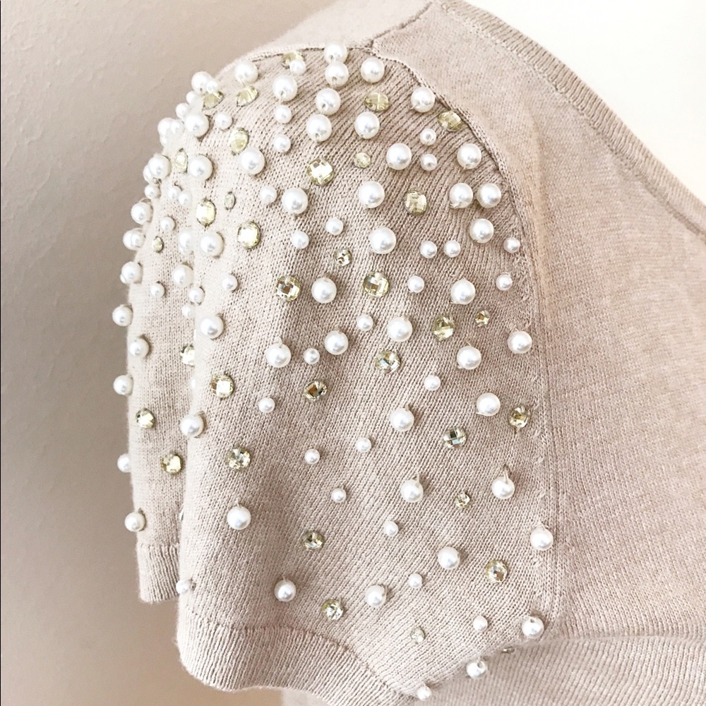 LOFT Beaded Sleeve Knit Top