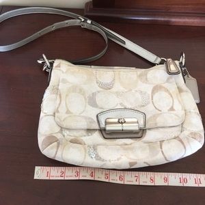 Coach white cross bag with sequins