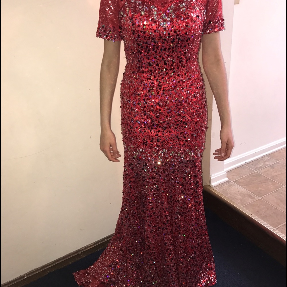 Red fully sequins gown