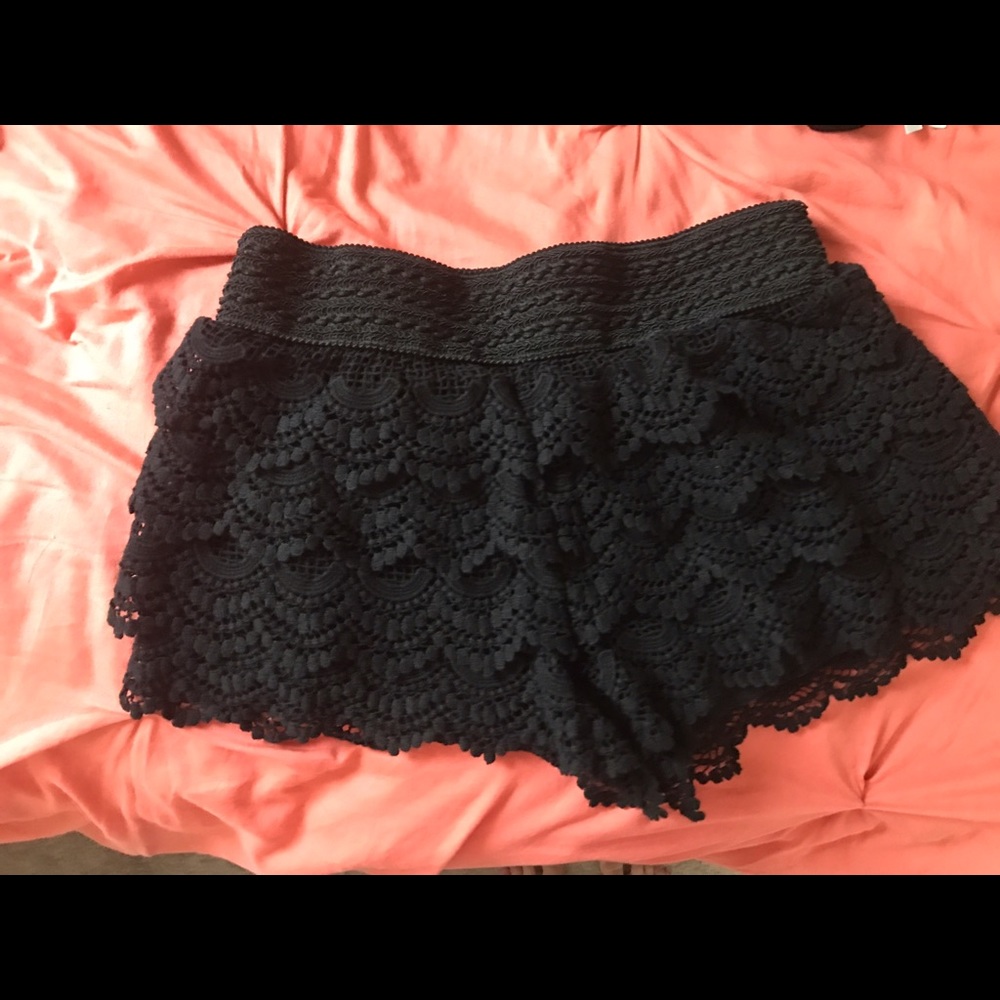 Black lace shorts