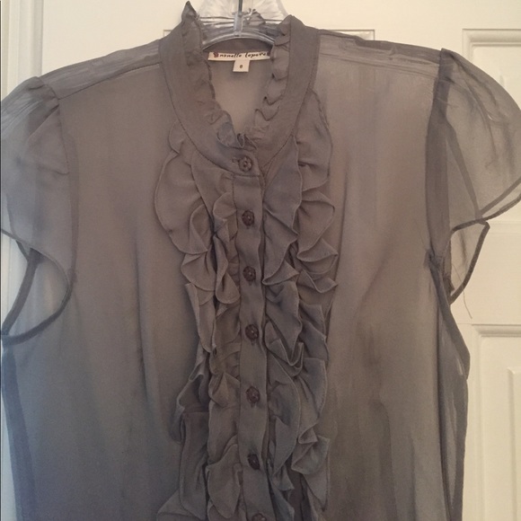 Button front chiffon ruffle blouse - Picture 2 of 2