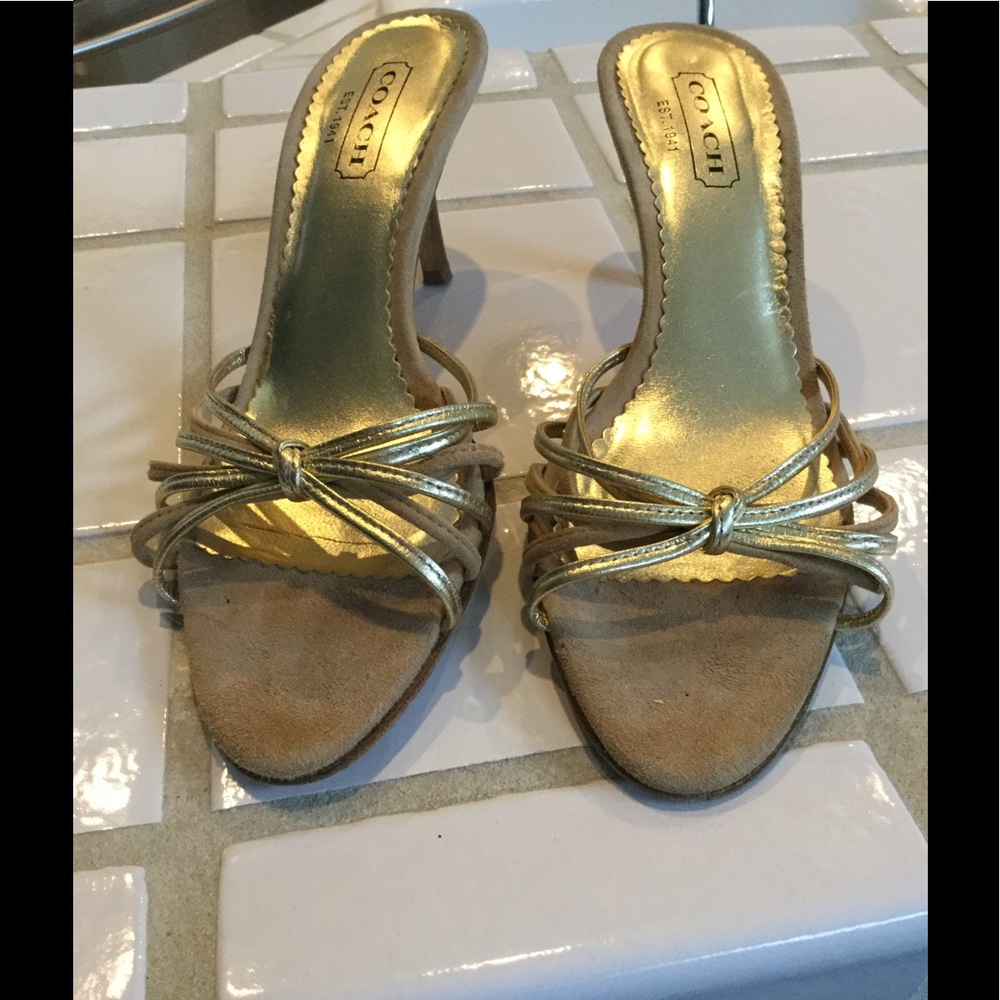 Coach nude/gold sandals, size 7