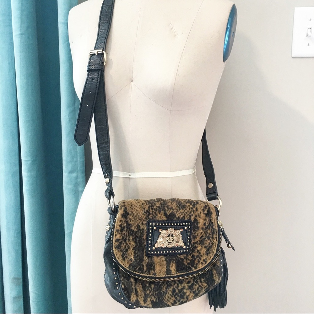 JUICY COUTURE LEATHER & ANIMAL PRINT CROSS BODY