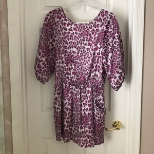 Silky purple print dress.