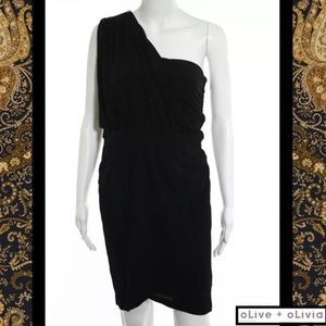 OLIVE OLIVIA Elegant Blk 1-Shoulder Draping Dress