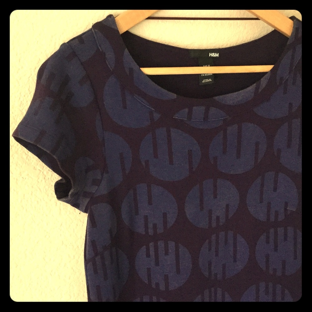 H&M Purple Tunic Dress Mod Circles 8