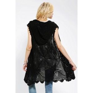 Crochet vest with hood