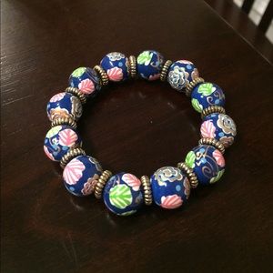 Blue, shell & flower print Angela Moore bracelet