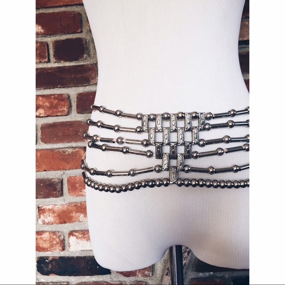 1990s Belt Beaded Rope Ethnic Boho Medium Small
