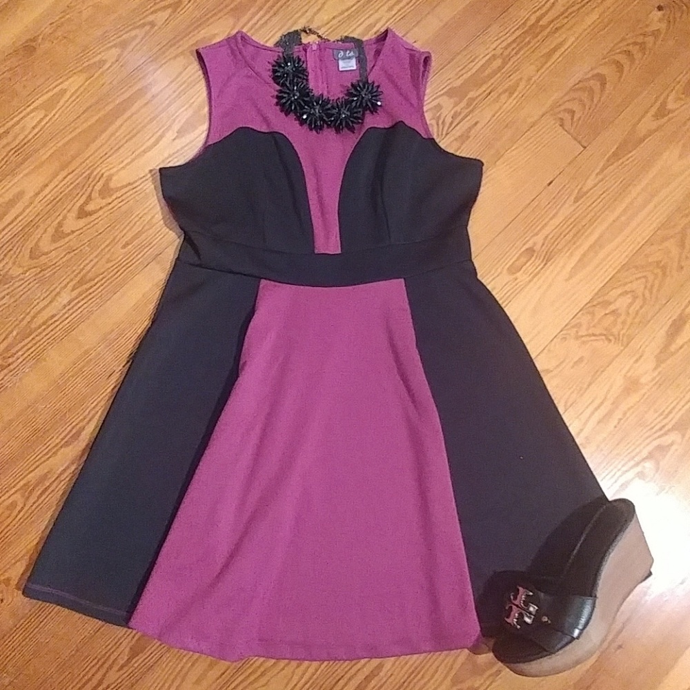 Plus Size Dots Color Block Dress - image 1