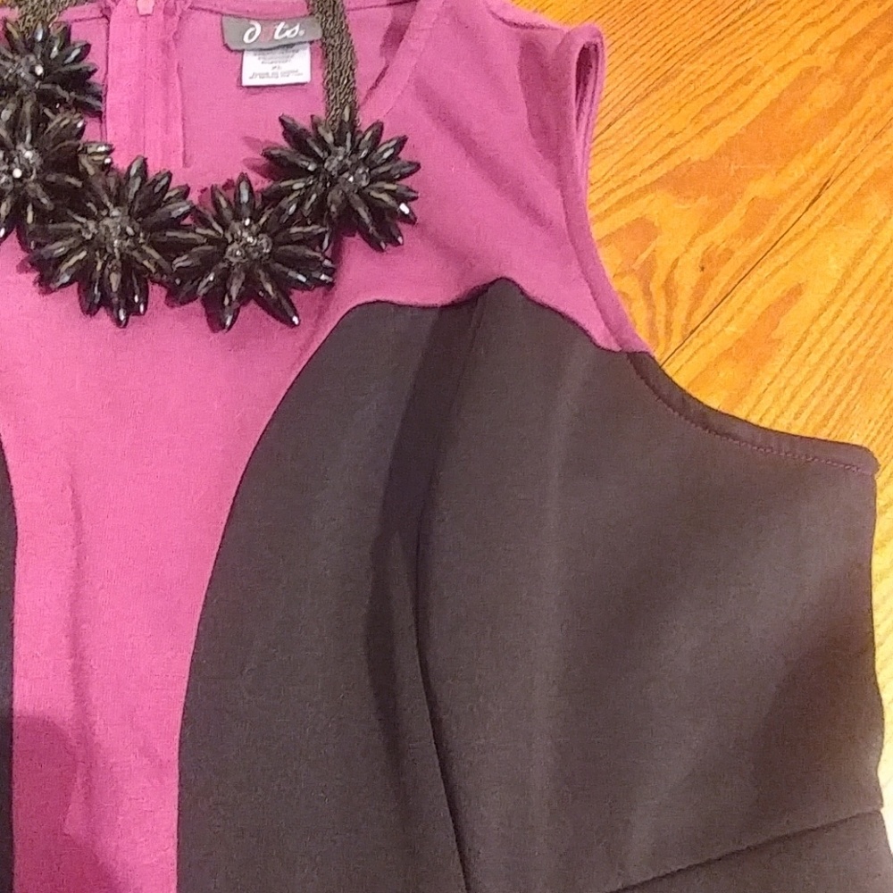 Plus Size Dots Color Block Dress - image 2