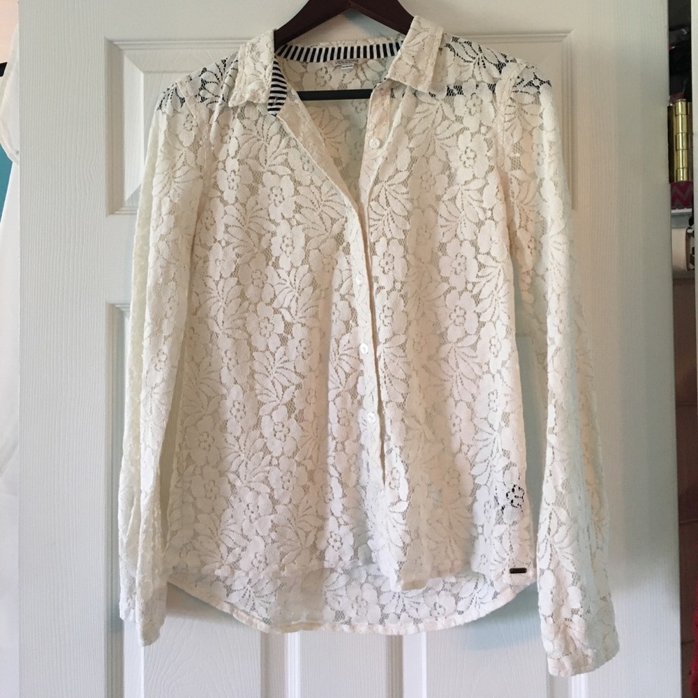 Lace Button-Up Shirt